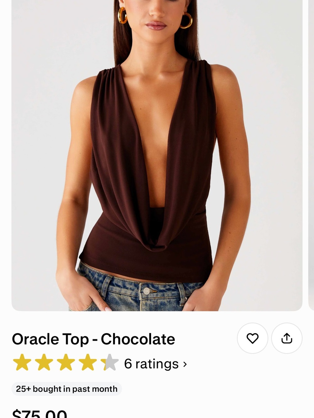 Peppermayo Oracle Draped Tank - Chocolate Brown